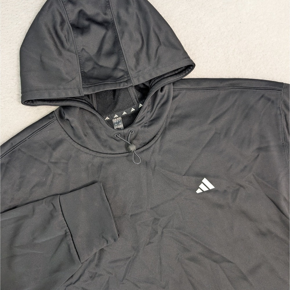NEW Adidas Adult L Black Aeroready Game Go Fleece Hoodie Sweatshirt